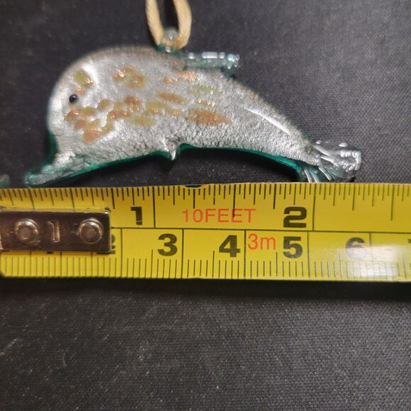 Art Glass Necklace Dolphin Pendant Green Multicolor 2" x 1 7/8" No Chain NEW - Picture 3 of 3